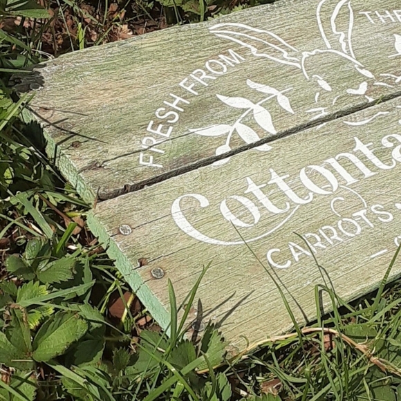 Cottontail Market Rescued Wood Garden Sign 20" Spring Easter Rabbit Wall Sign - Picture 7 of 10